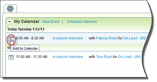 カレンダにイベントを追加する「自分のカレンダ」のアイコン