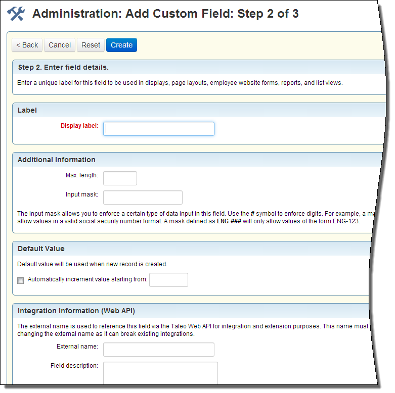 新規フィールド作成のステップ2
