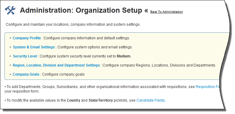 「組織設定」ページ