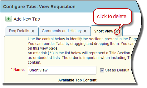 Xをクリックすることでタブ・ページが削除されます