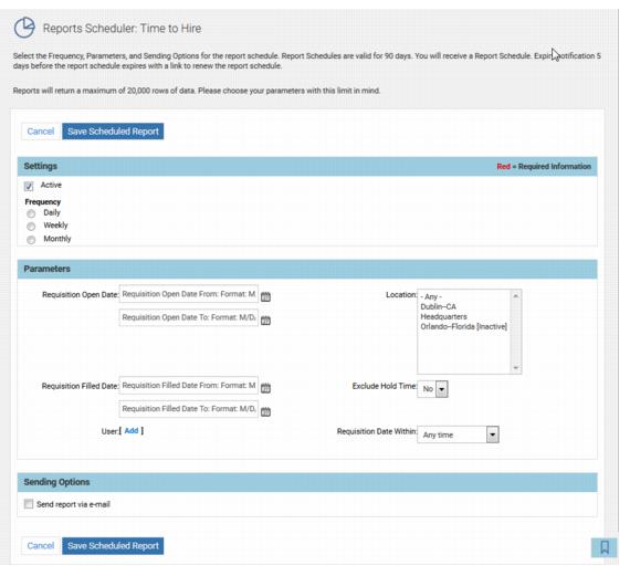レポート・スケジューラ・ページ