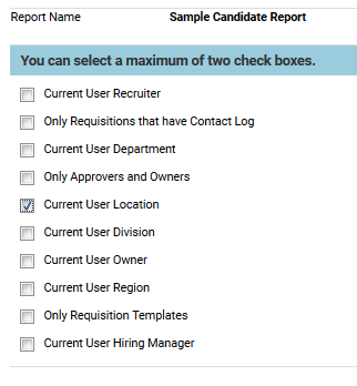 カスタム・レポートのフィルタの選択