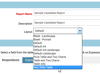 カスタム・レポートのレイアウトの選択