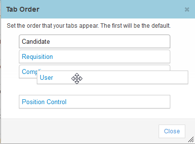 レポート・タブの順序のカスタマイズ