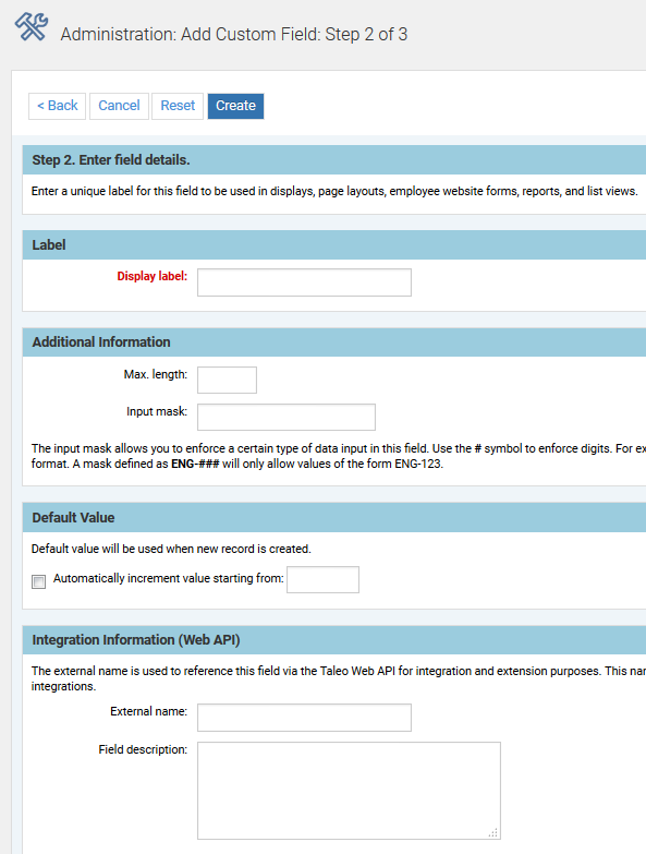 新規フィールド作成のステップ2
