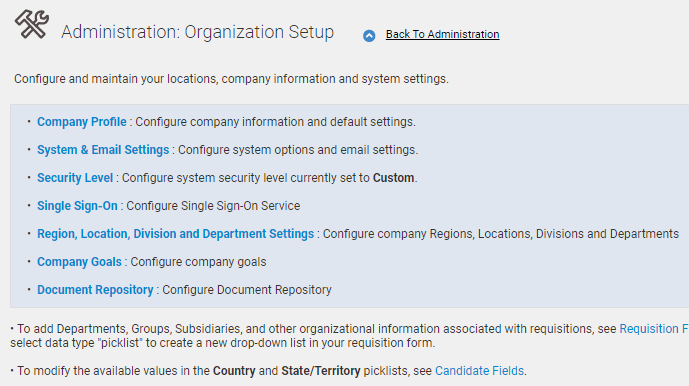 「組織設定」ページ