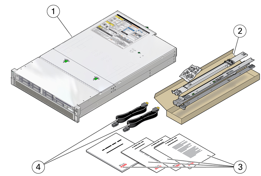 image:Figure présentant le serveur et les autres éléments livrés avec.