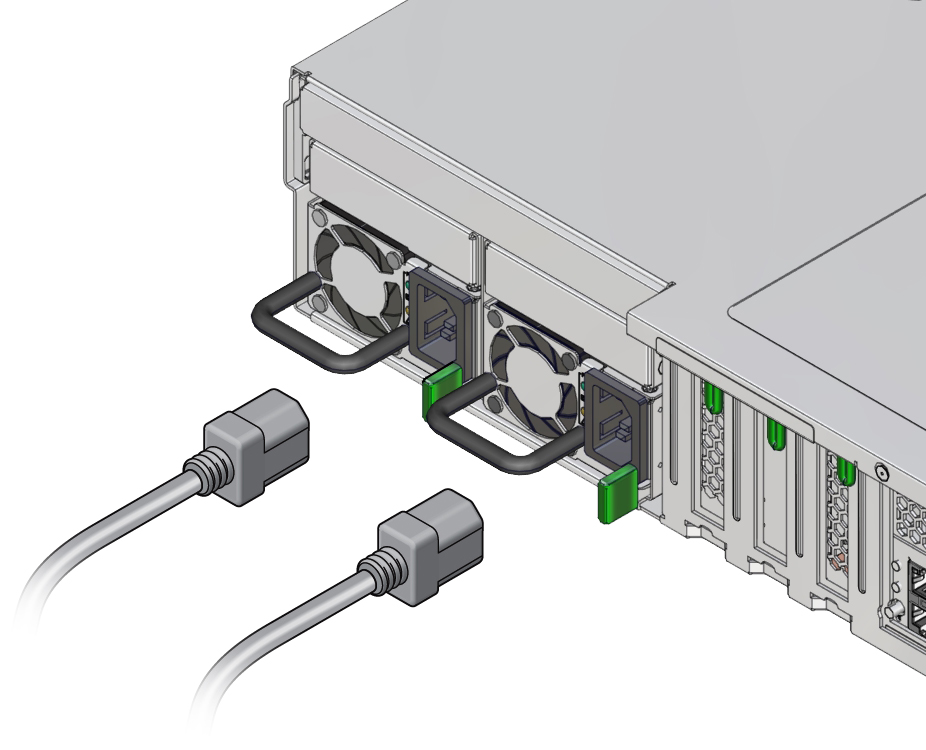 image:Figura en la que se muestra dónde se conectan los cables de alimentación a las fuentes de alimentación.