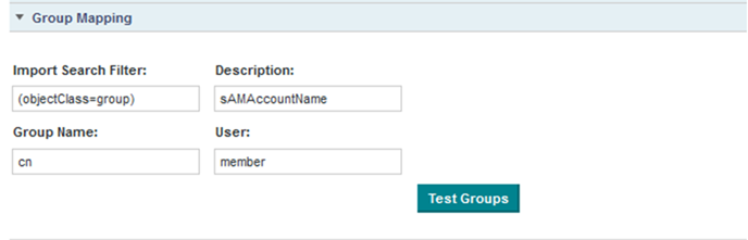 Group Mapping section on the LDAP tab of the Configure Authentication dialog