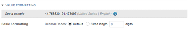 Value Formatting fields for a geocode value