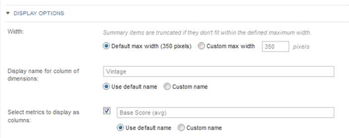 Display Options for a flag summary item