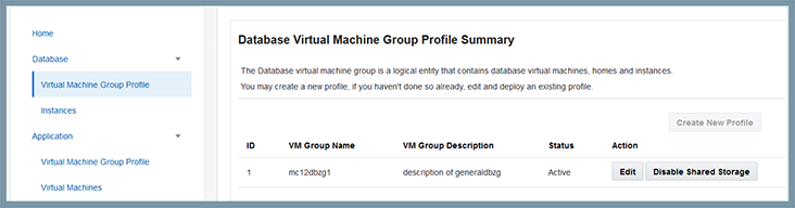 image:Capture d'écran illustrant l'écran Profil de groupe de machines virtuelles de base de données.