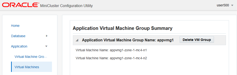 image:Captura de pantalla en la que se muestra la página de máquinas virtuales de aplicaciones.