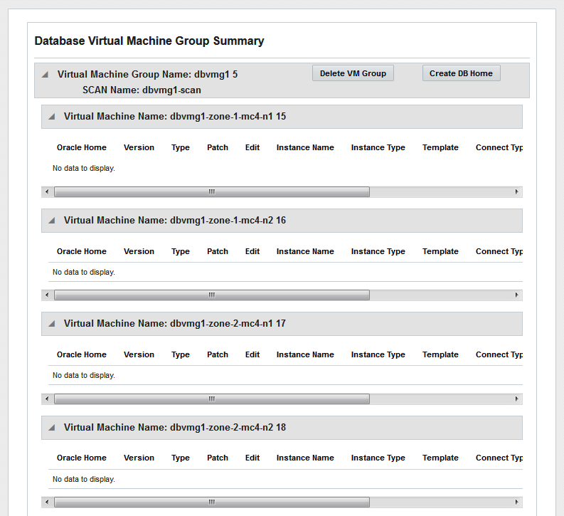 image:Captura de pantalla que muestra la página Resumen de grupo de máquinas virtuales de base de datos.