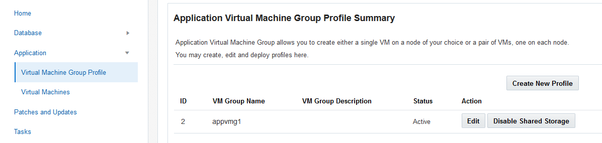 image:Captura de pantalla que muestra la página de perfil de grupo de máquinas virtuales de aplicaciones.