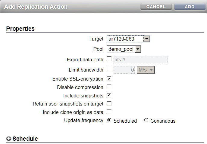 image:“Add Replication Action“（添加复制操作）屏幕