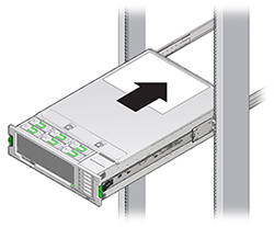 image:Image représentant le serveur en cours d'insertion dans le rack.