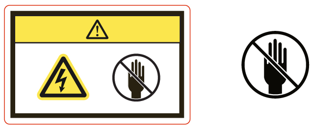 image:Não coloque as mãos atrás ou dentro dos orifícios com                         símbolos
