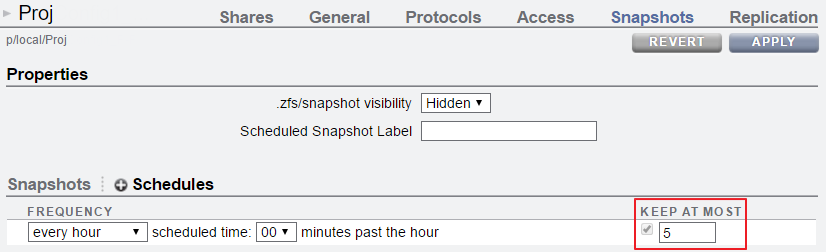 image:Screenshot showing Auto Snapshot Retention Settings for a Snapshot                     Schedule.