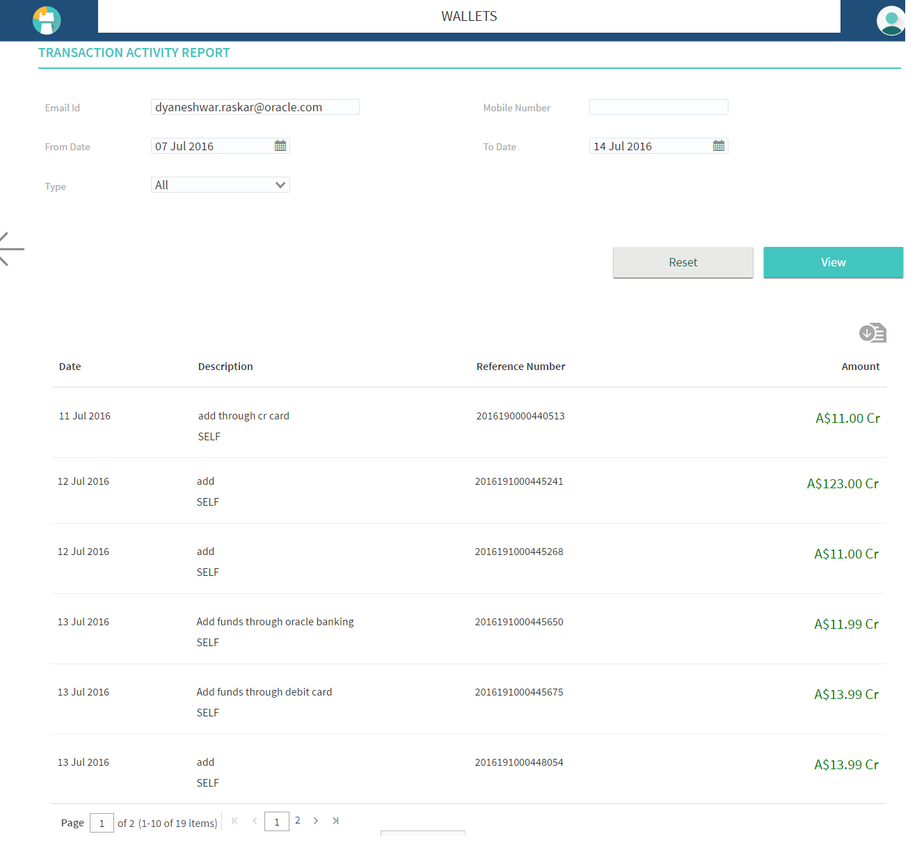Transaction Activity Report