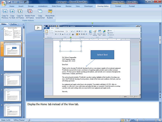 Screen image of this step