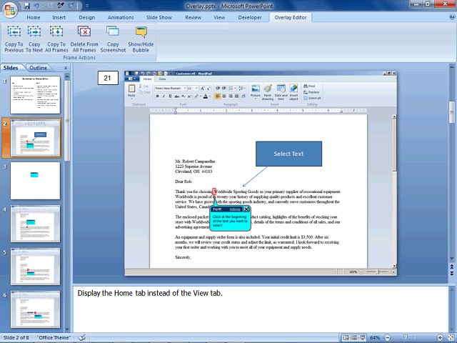 Screen image of this step