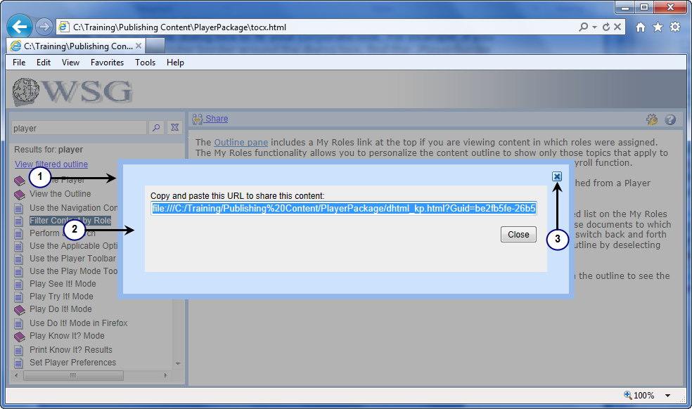 The share..jpg graphic shows customizations to the Share dialog box. Customizations include the thin border around the dialog box, the thicker border inside the outer border and the image used to close the dialog box.