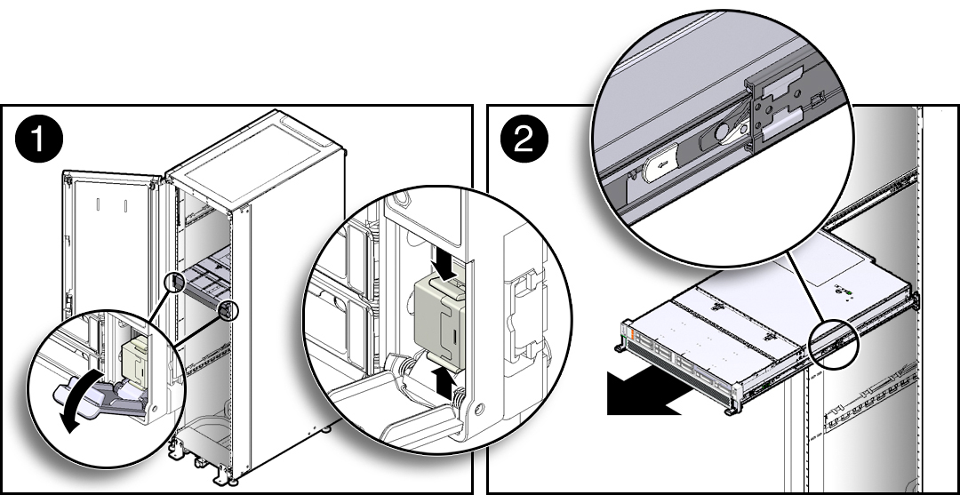 image:Figure showing the location of slide release latches.