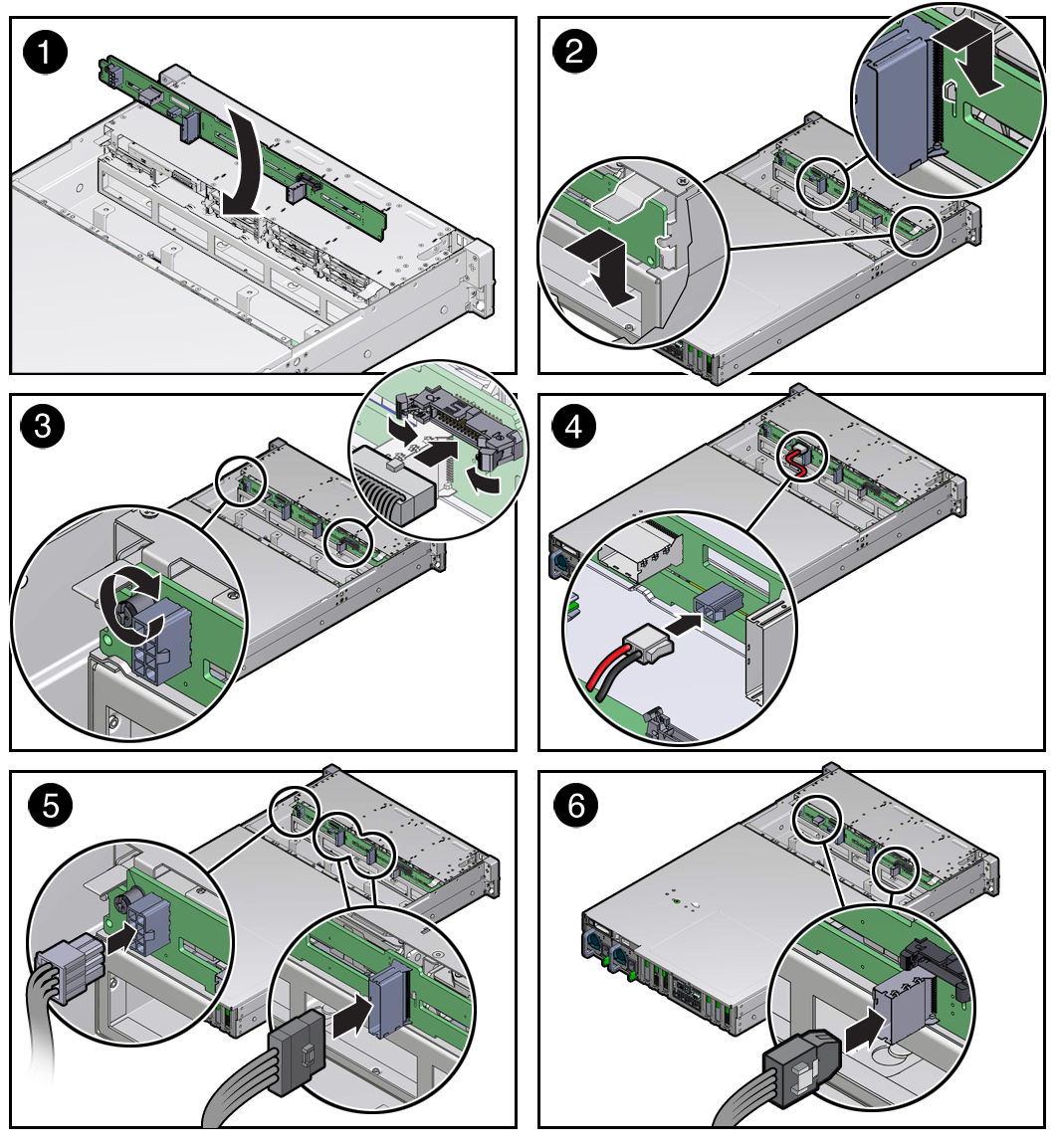 image:Figure showing how to install the drive backplane.