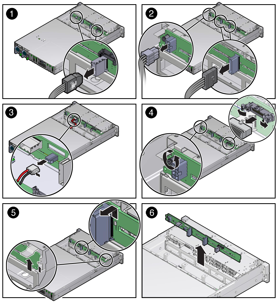 image:Figure showing how to remove the drive backplane.