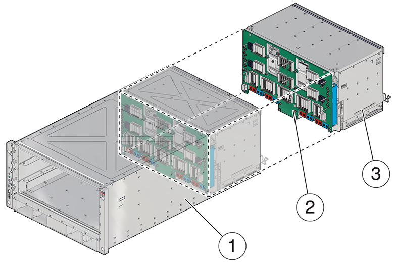 image:Graphic showing the components accessible within the rear chassis                     subassembly.