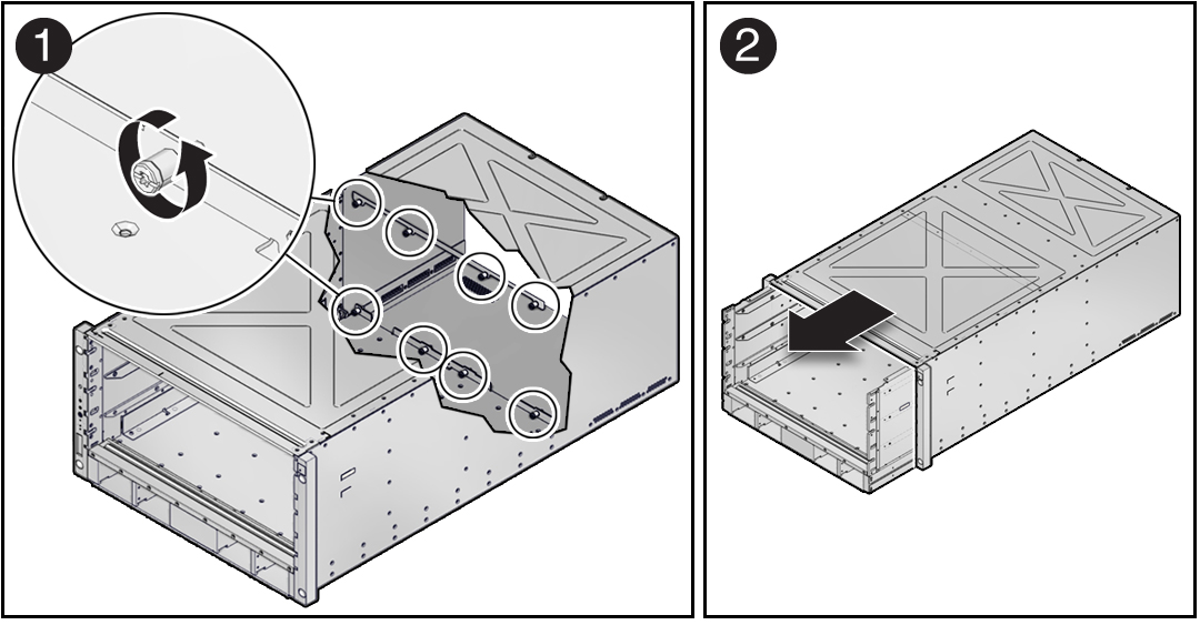 image:Graphic showing how to remove the rear chassis                             subassembly.