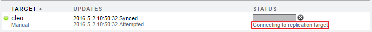 image:Screen shot showing the state of a replication update