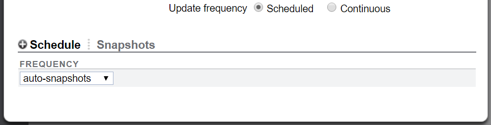 image:Screenshot Showing Auto-snapshot frequency option for Action                                 Schedule Frequency