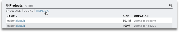 image:Replication packages displayed under Replica tab