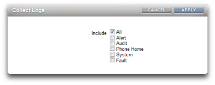 image:graphic showing the Collect Logs dialog box