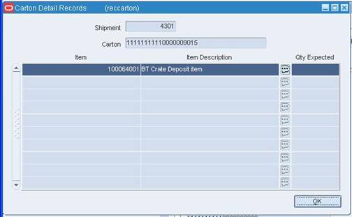 Carton Detail Records window