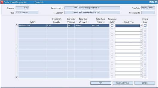 Carton Level Disposition Window