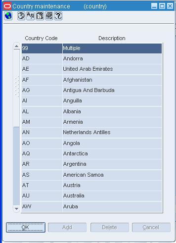 Country Maintenance Window
