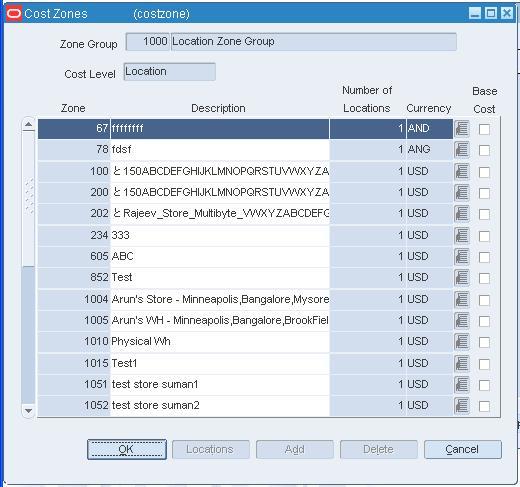 Cost Zones Window