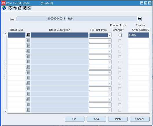 Item Ticket Detail Window