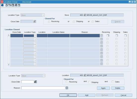 Location Close Window