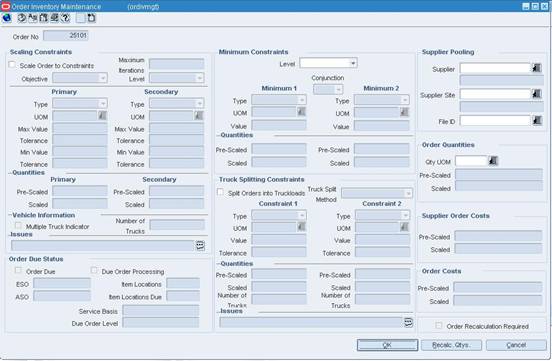 Order Inventory Maintenance Window