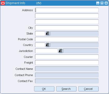 Shipment Info Window