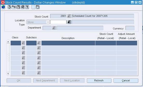 Stock Count Results - Dollar Changes Window