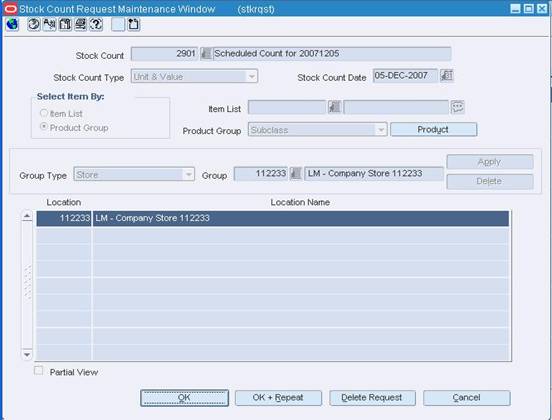Stock Count Request Maintenance Window