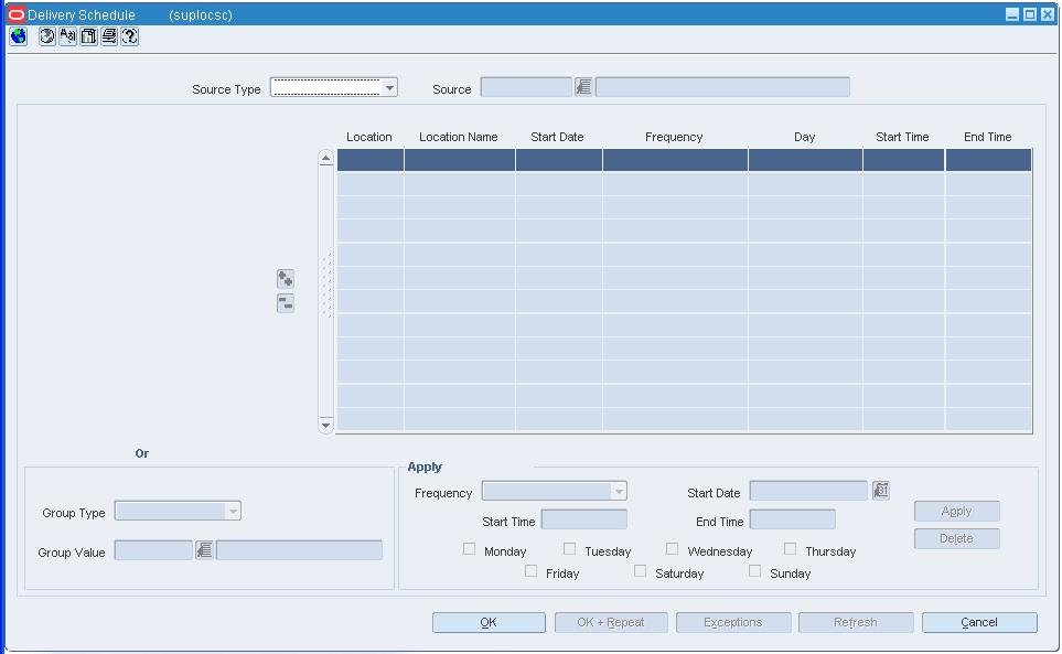Delivery Schedule Window