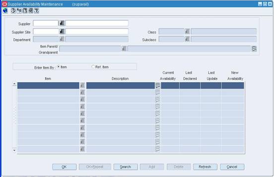 Supplier Availability Maintenance Window