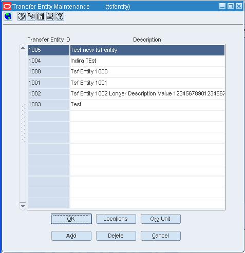 Transfer Entity Maintenance Window