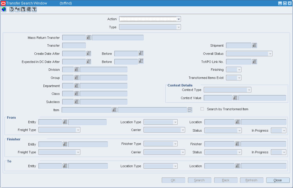 Transfer Search Window